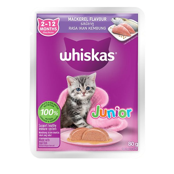 h p 12 goi th c an cho meo con whiskas junior 2 12 months v ca thu 80g goi 1