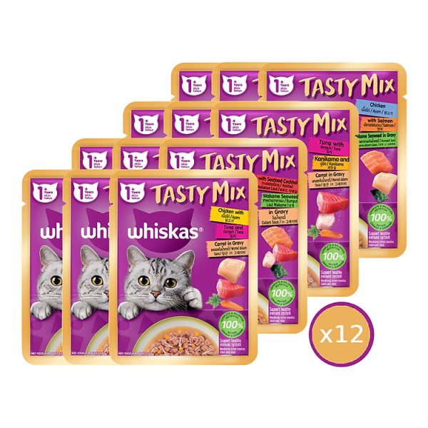 h p 12 goi th c an cho meo whiskas tastymix 1 years mix 4 v 70g goi